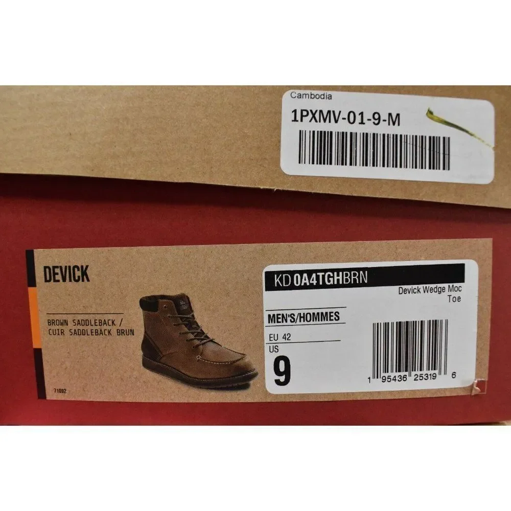 Kodiak Mens‎ Size 9 Devick Saddleback Brown Wedge Moc Toe Lace Up Boots Shoes